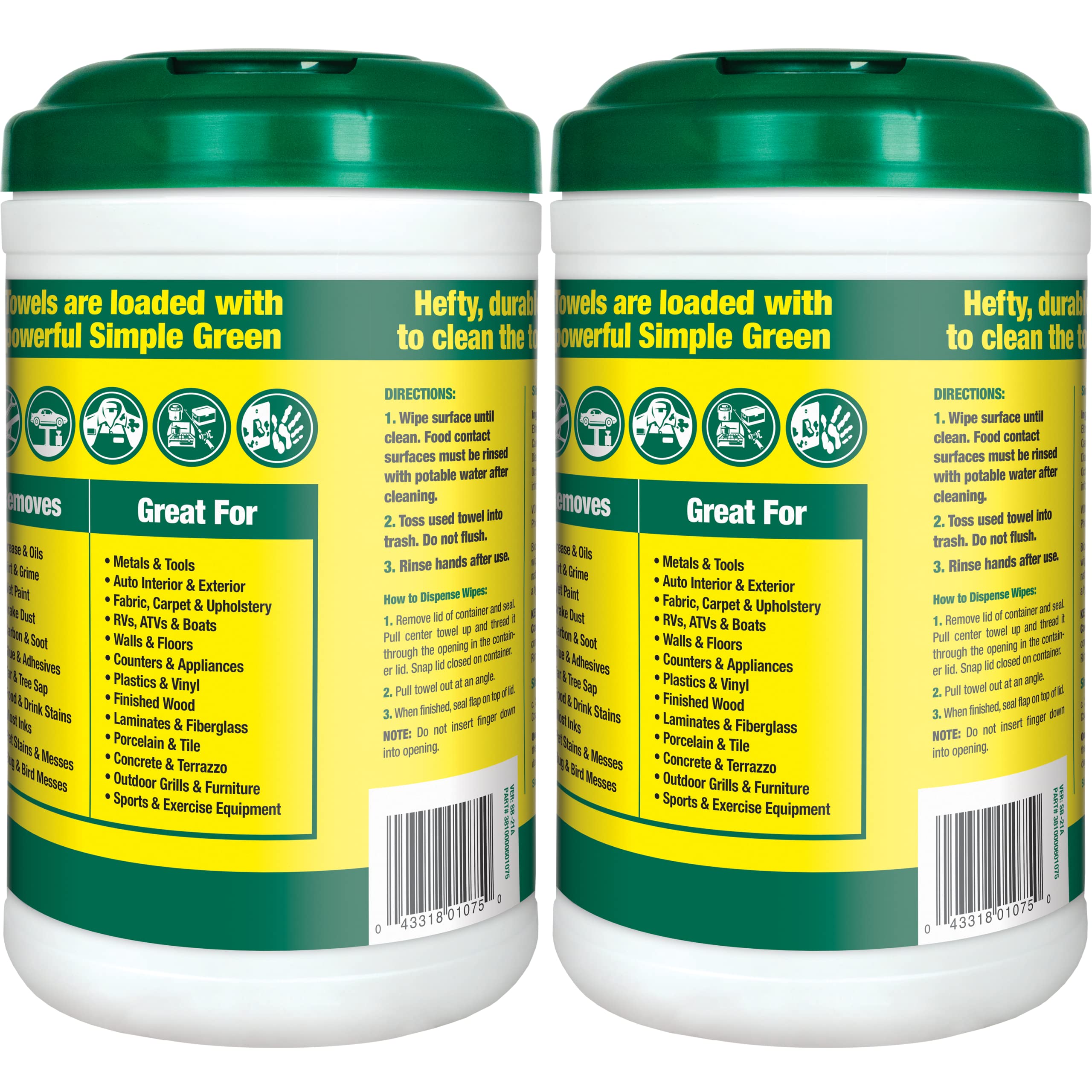 Simple Green Professional Grade Heavy-Duty Cleaning and Degreasing Towels, All-Purpose Cleaning Wipes, 75 count (Pack of 2) - Image 6