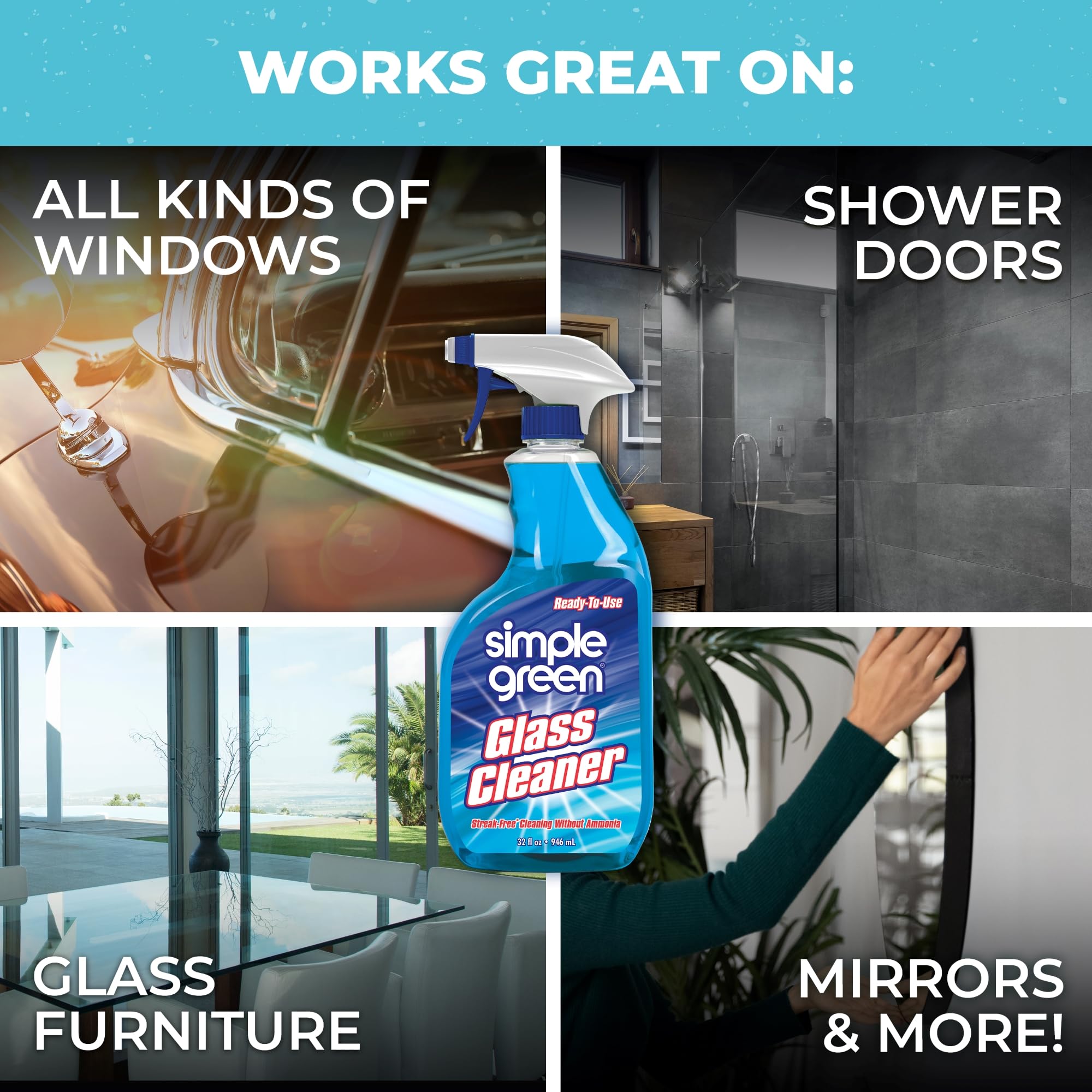 SIMPLE GREEN Ready-To-Use Glass Cleaner, 32 oz., Blue - Image 4