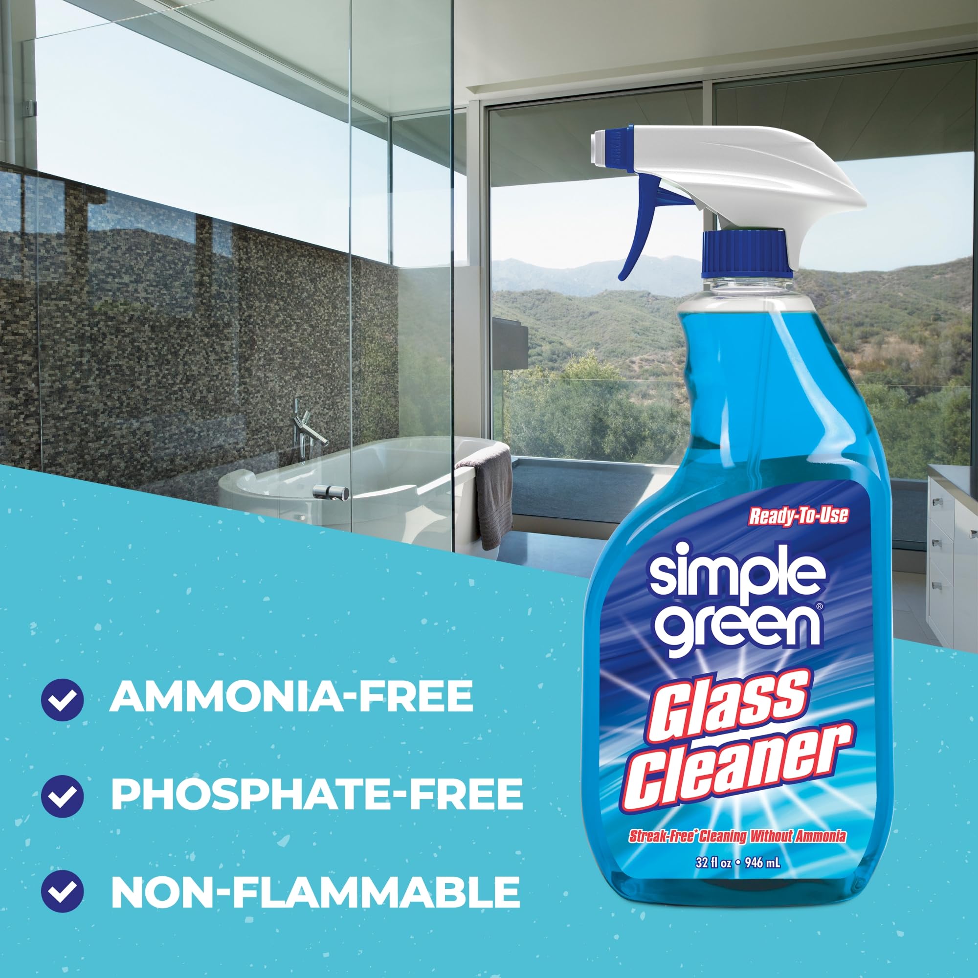 SIMPLE GREEN Ready-To-Use Glass Cleaner, 32 oz., Blue - Image 6