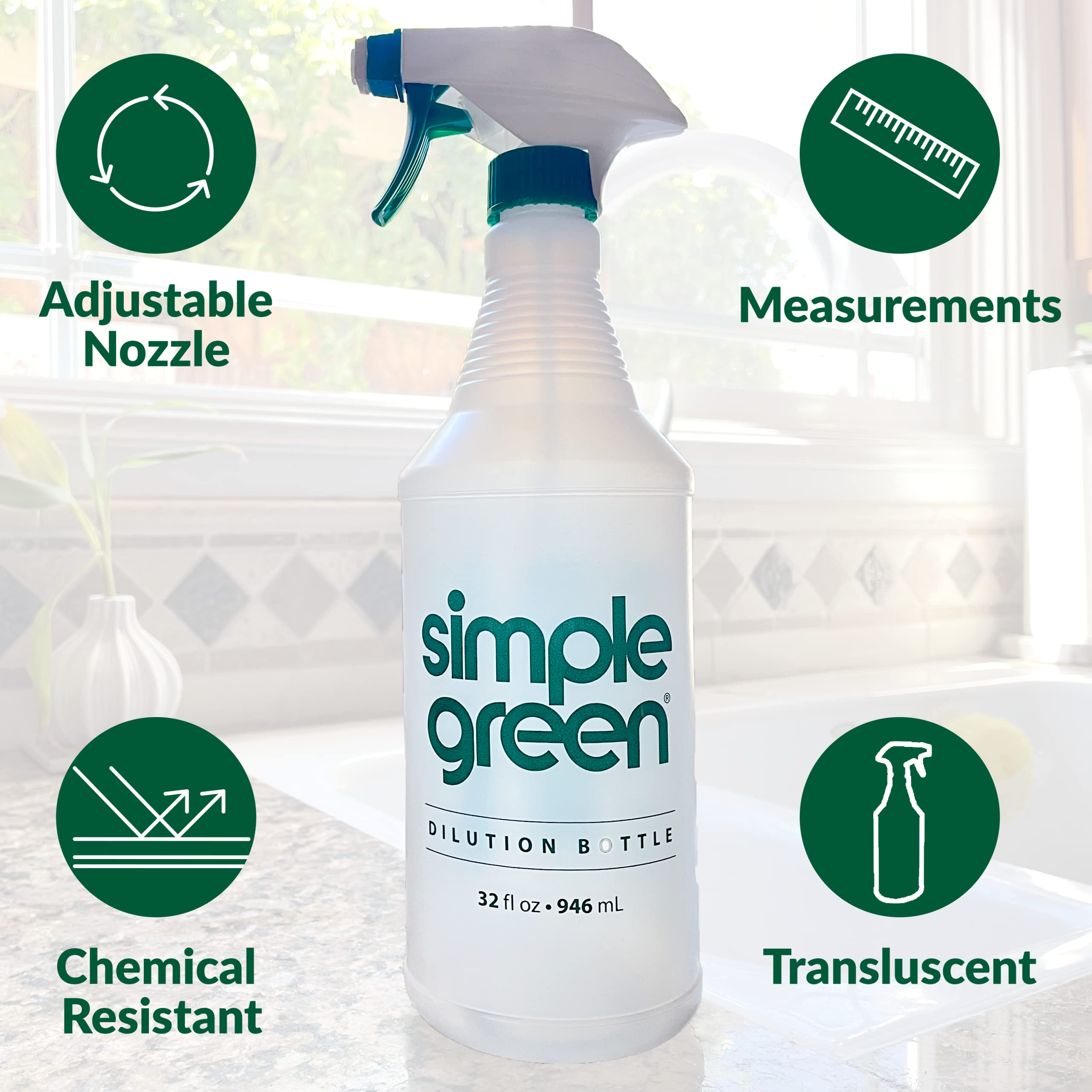Simple Green Reusable Spray Dilution Bottle for Cleaning Solutions, 32 oz. - Image 3