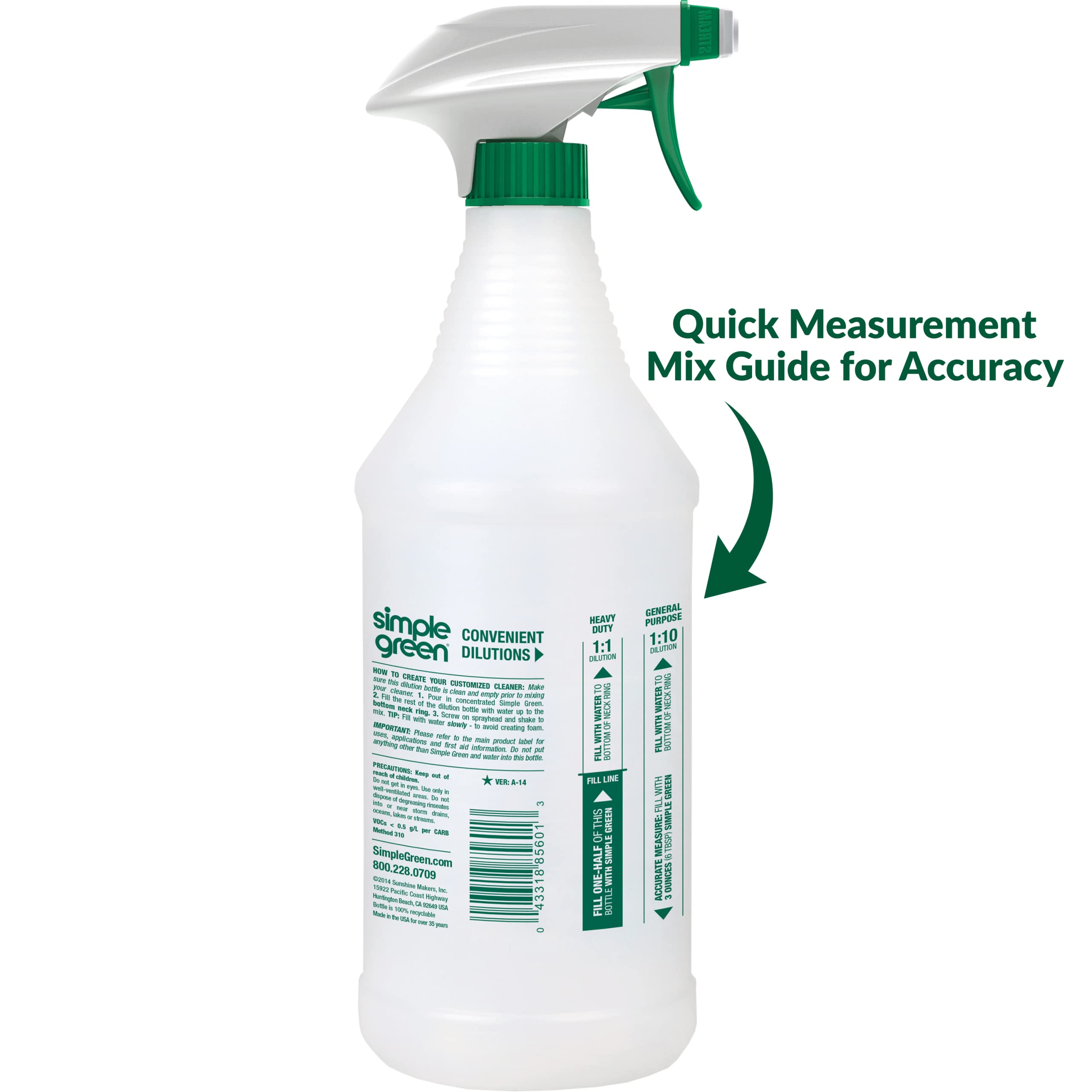 Simple Green Reusable Spray Dilution Bottle for Cleaning Solutions, 32 oz. - Image 6